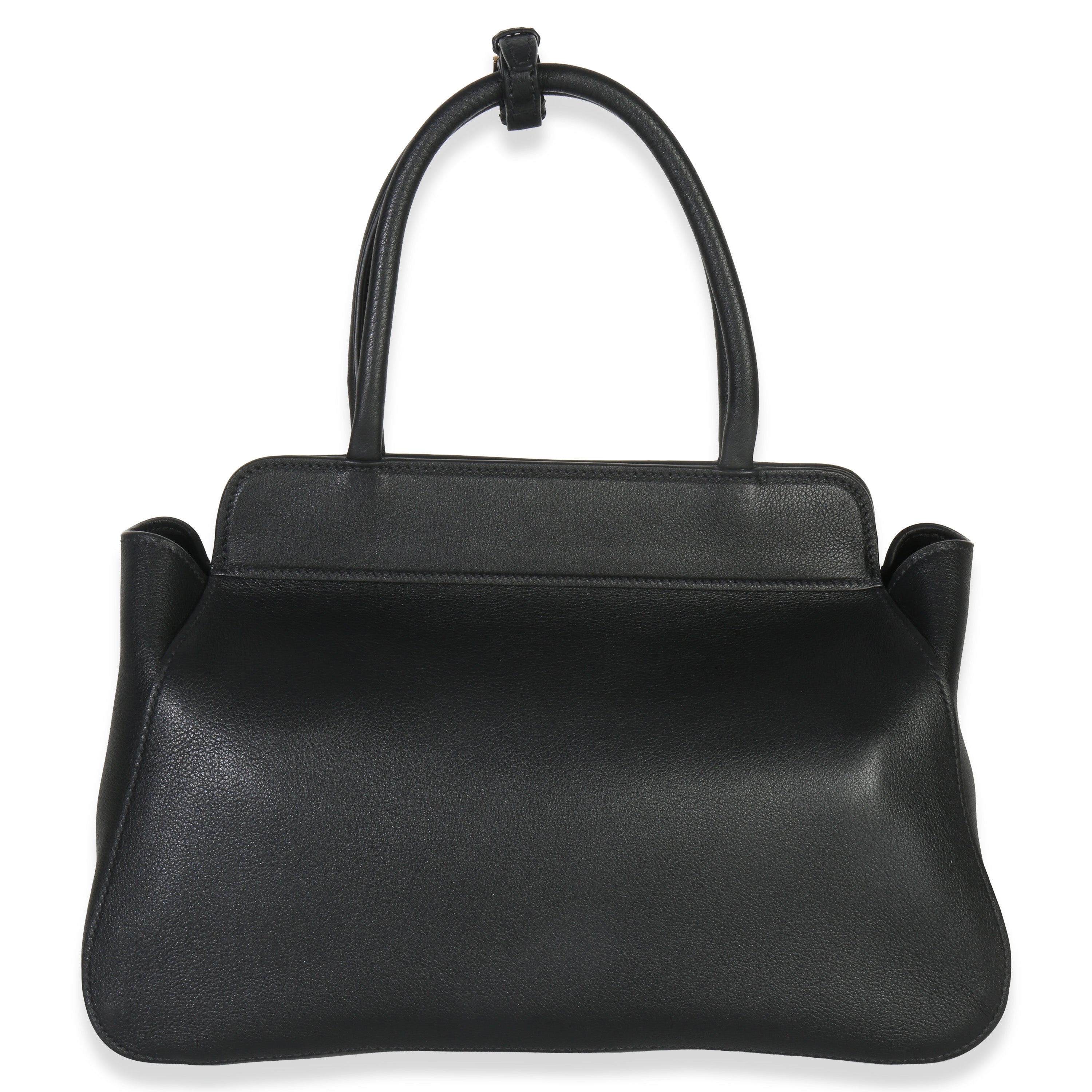 Black Soft Grain Calfskin Medium Tote