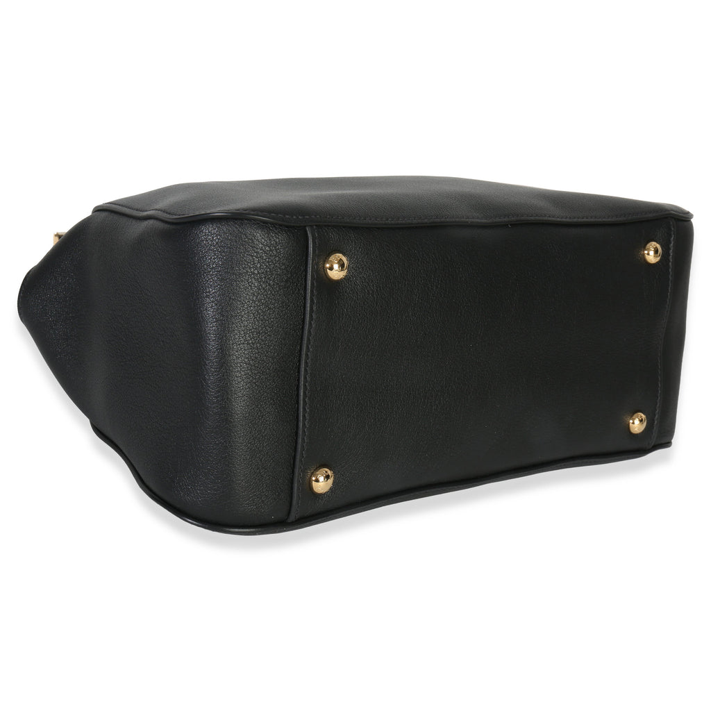 Black Soft Grain Calfskin Medium Tote