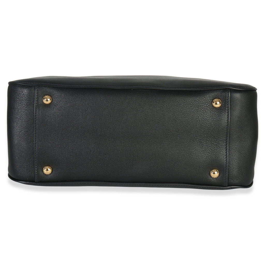 Black Soft Grain Calfskin Medium Tote