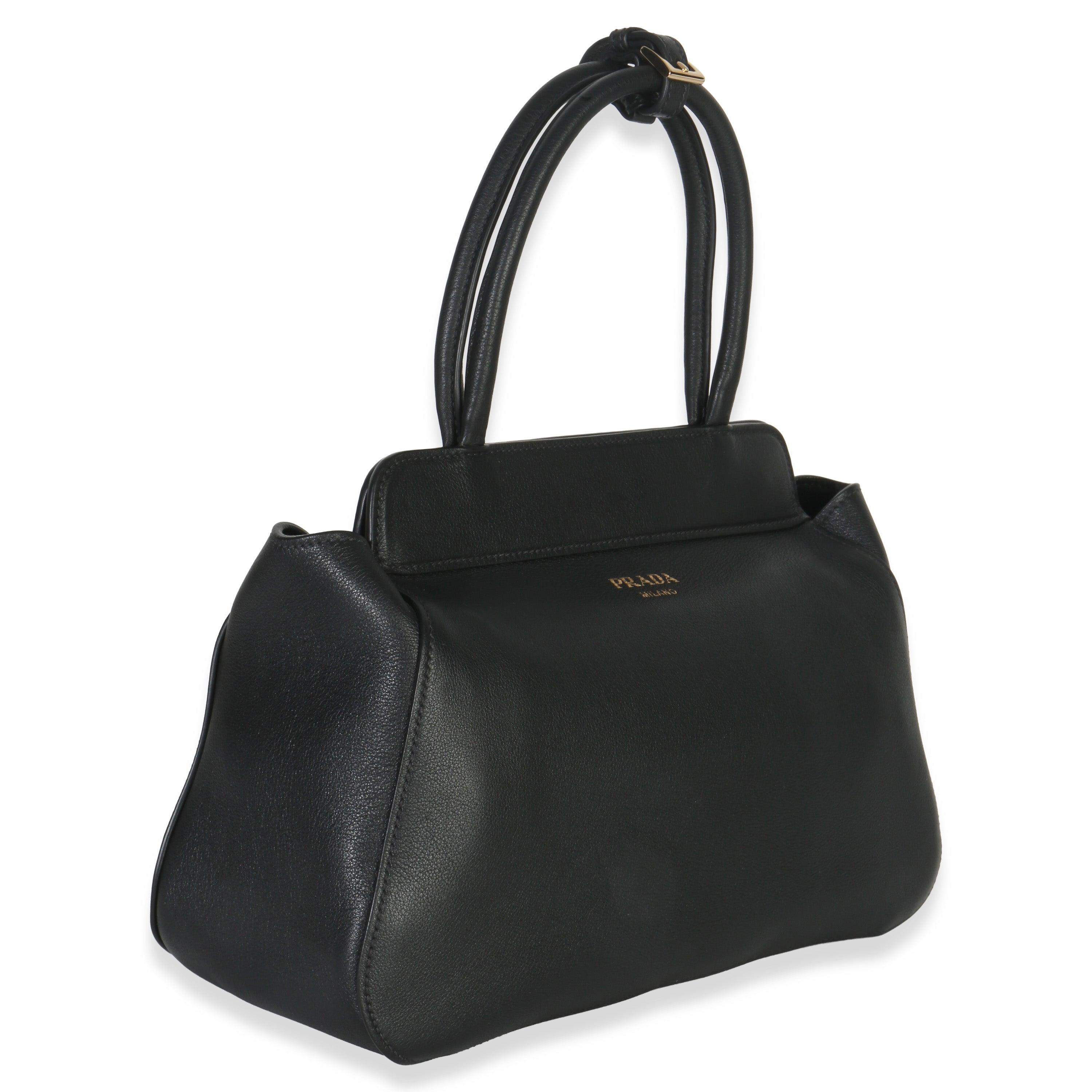 Black Soft Grain Calfskin Medium Tote