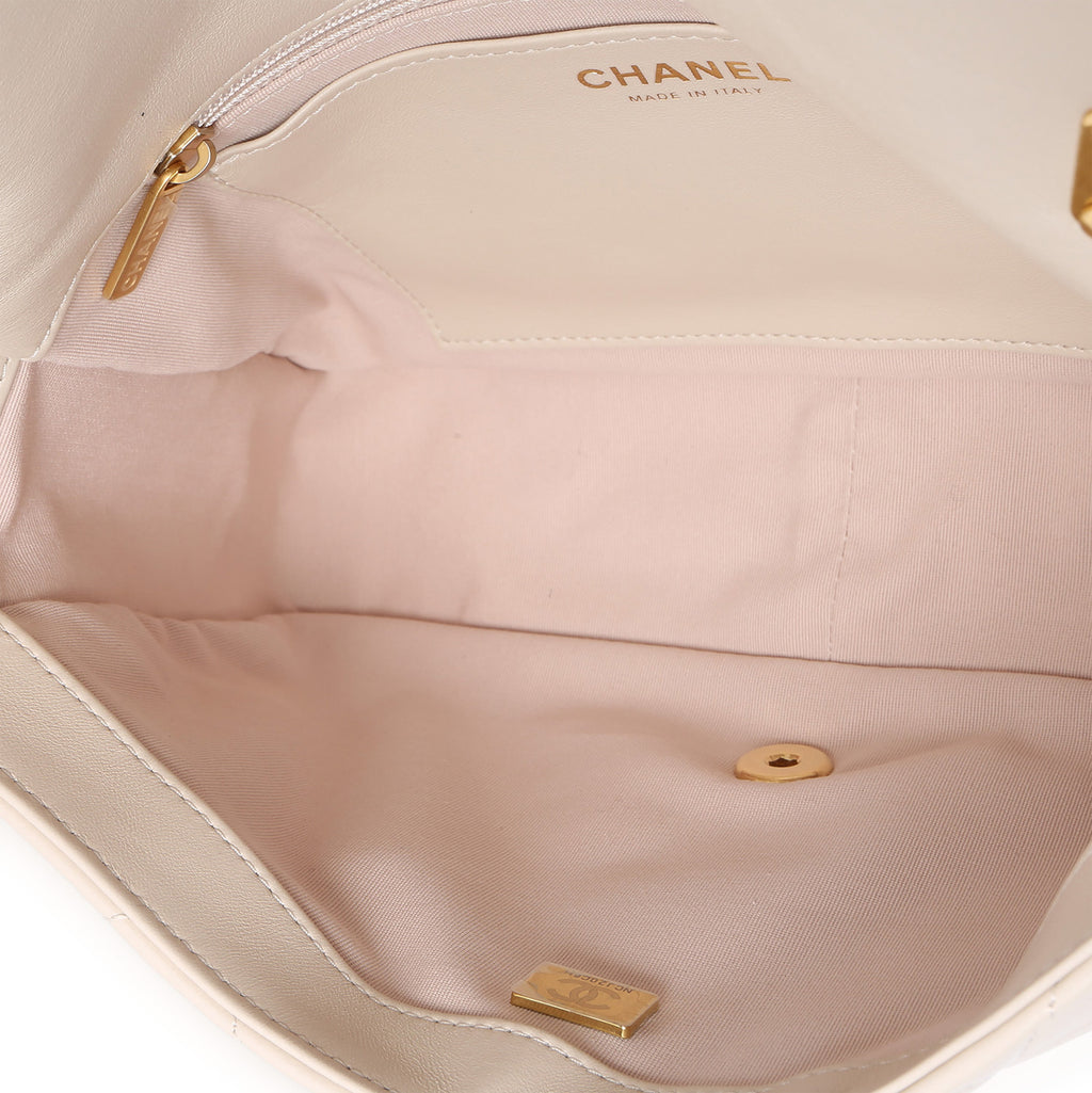 Beige Quilted Lambskin Large Funky Town Flap Bag