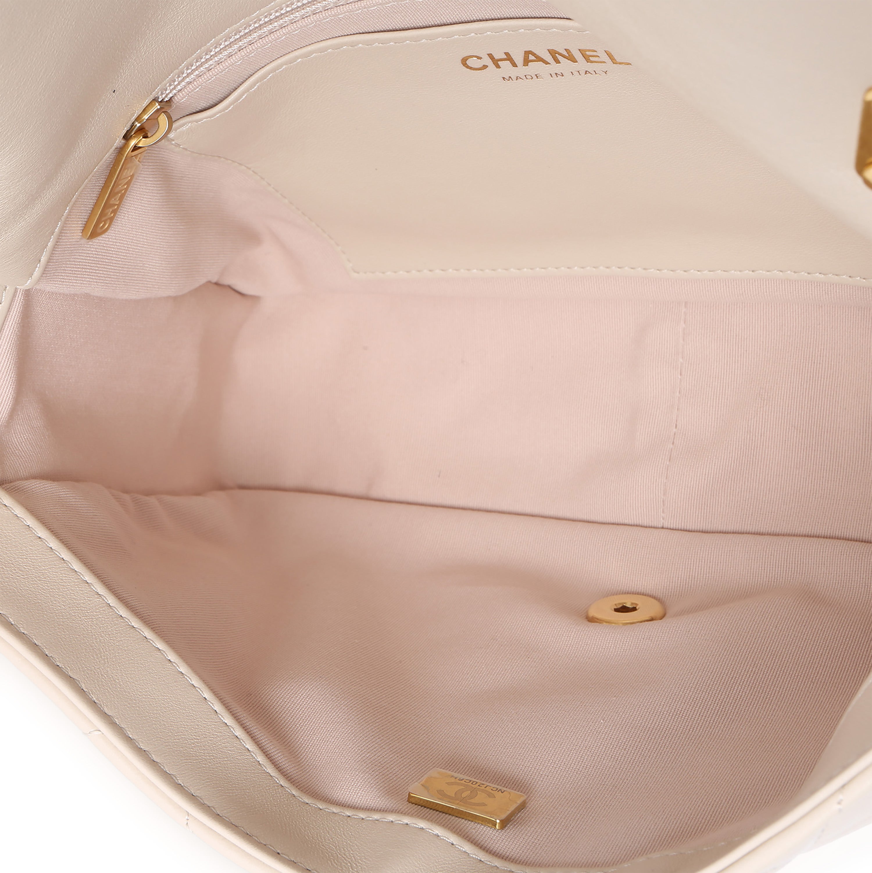 Beige Quilted Lambskin Large Funky Town Flap Bag
