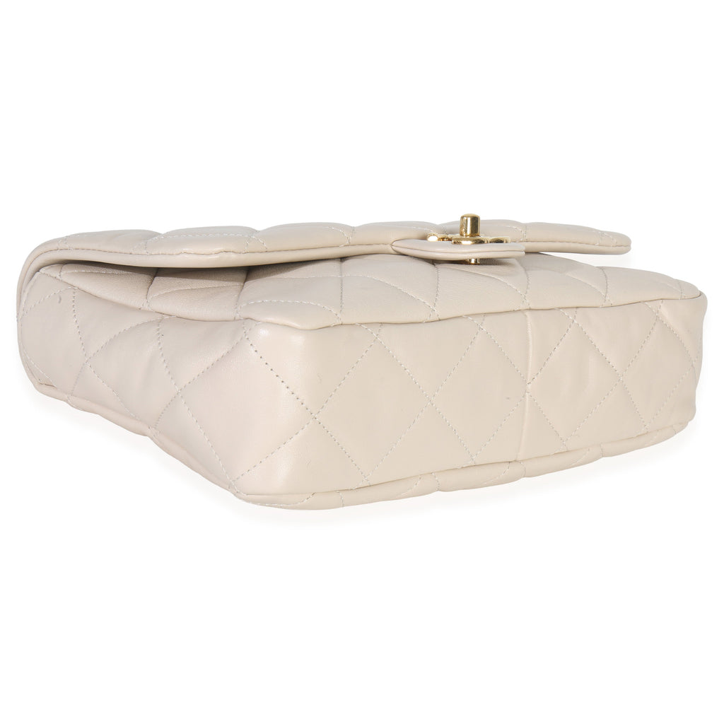 Beige Quilted Lambskin Large Funky Town Flap Bag