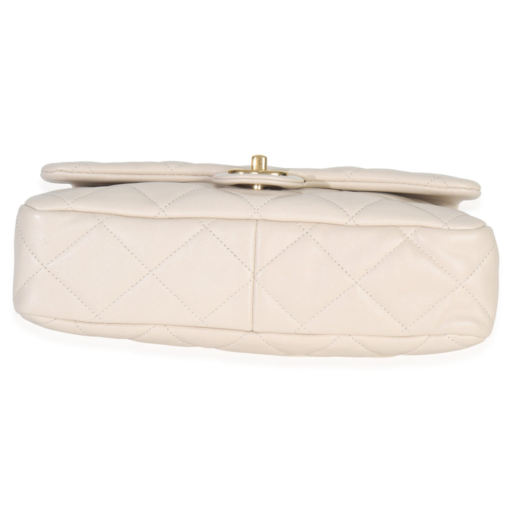 Beige Quilted Lambskin Large Funky Town Flap Bag