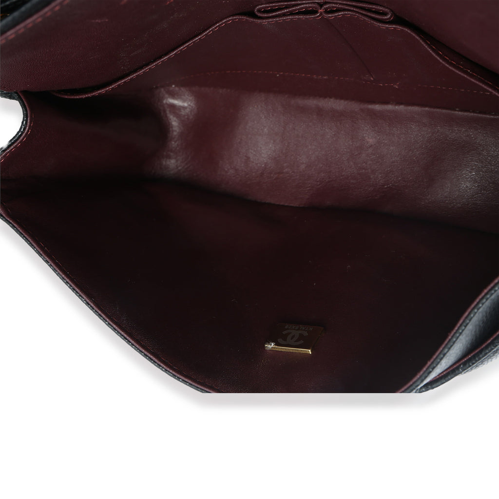 Black Quilted Caviar Medium Classic Double Flap Handbag