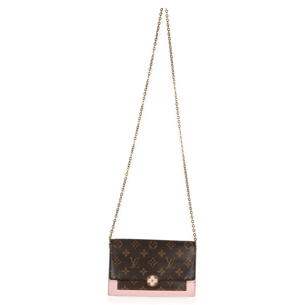 Rose Ballerine Monogram Canvas Flore Chain Wallet