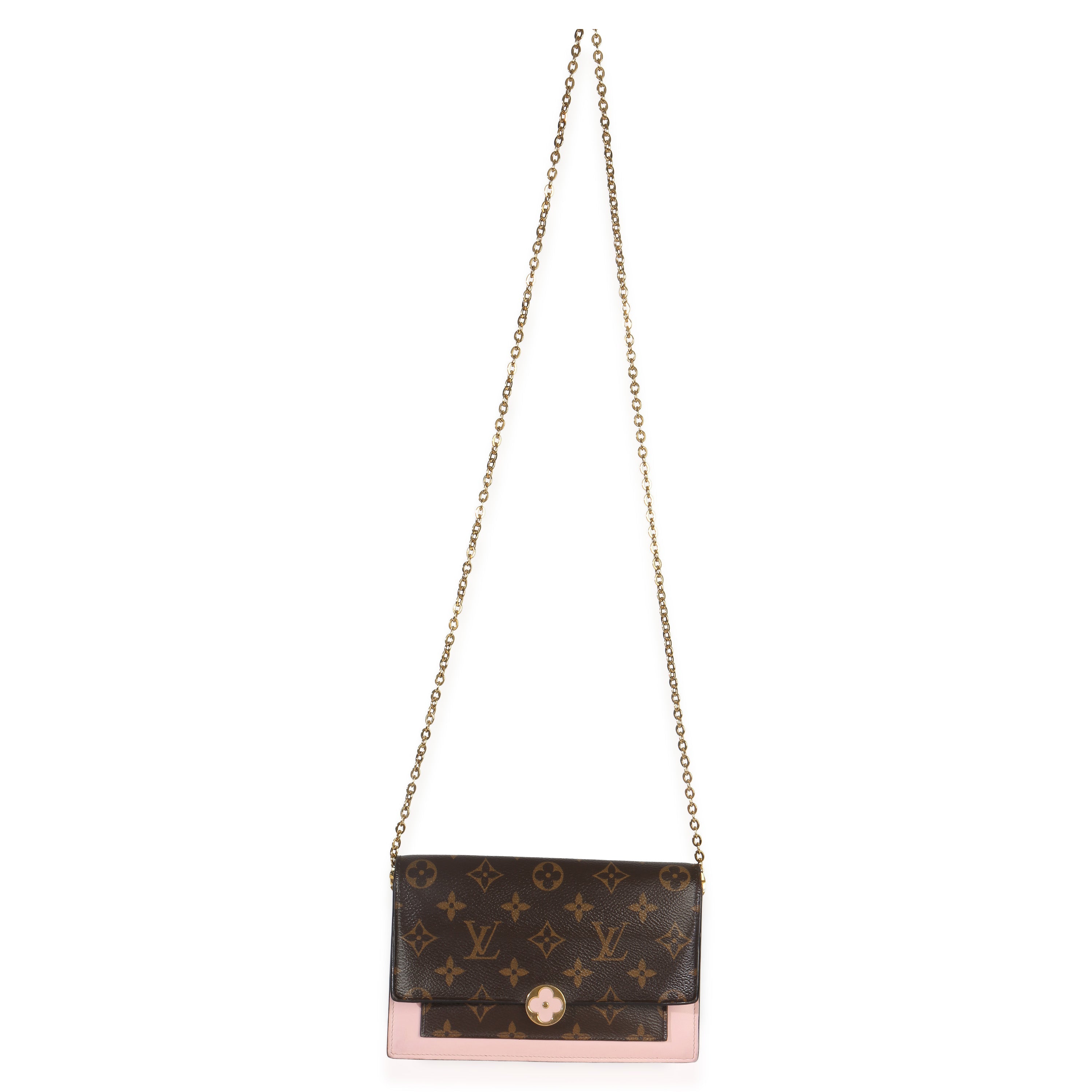 Rose Ballerine Monogram Canvas Flore Chain Wallet