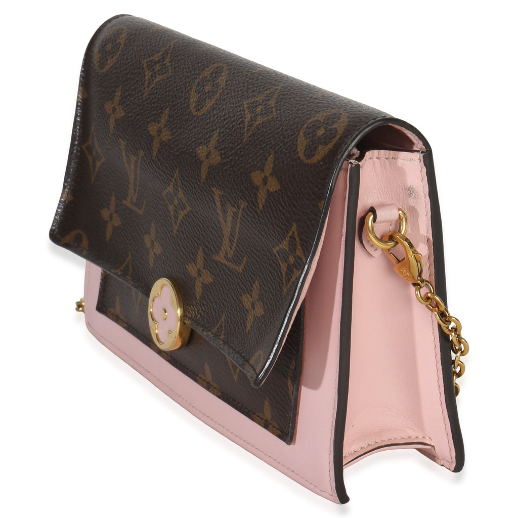 Rose Ballerine Monogram Canvas Flore Chain Wallet