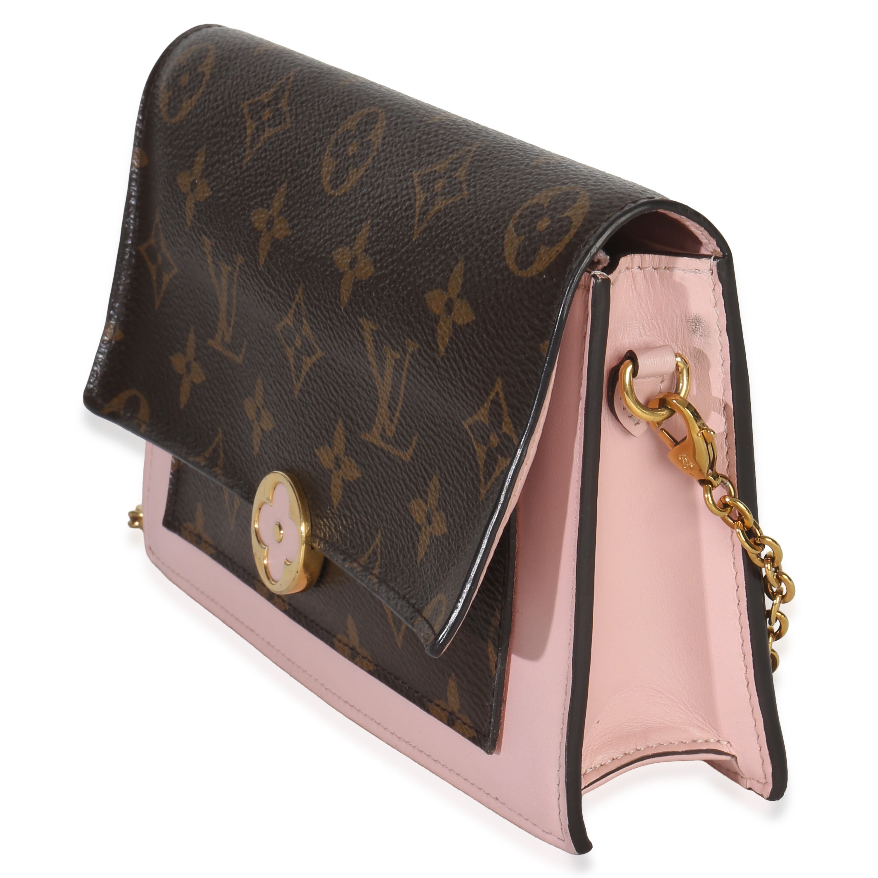 Rose Ballerine Monogram Canvas Flore Chain Wallet