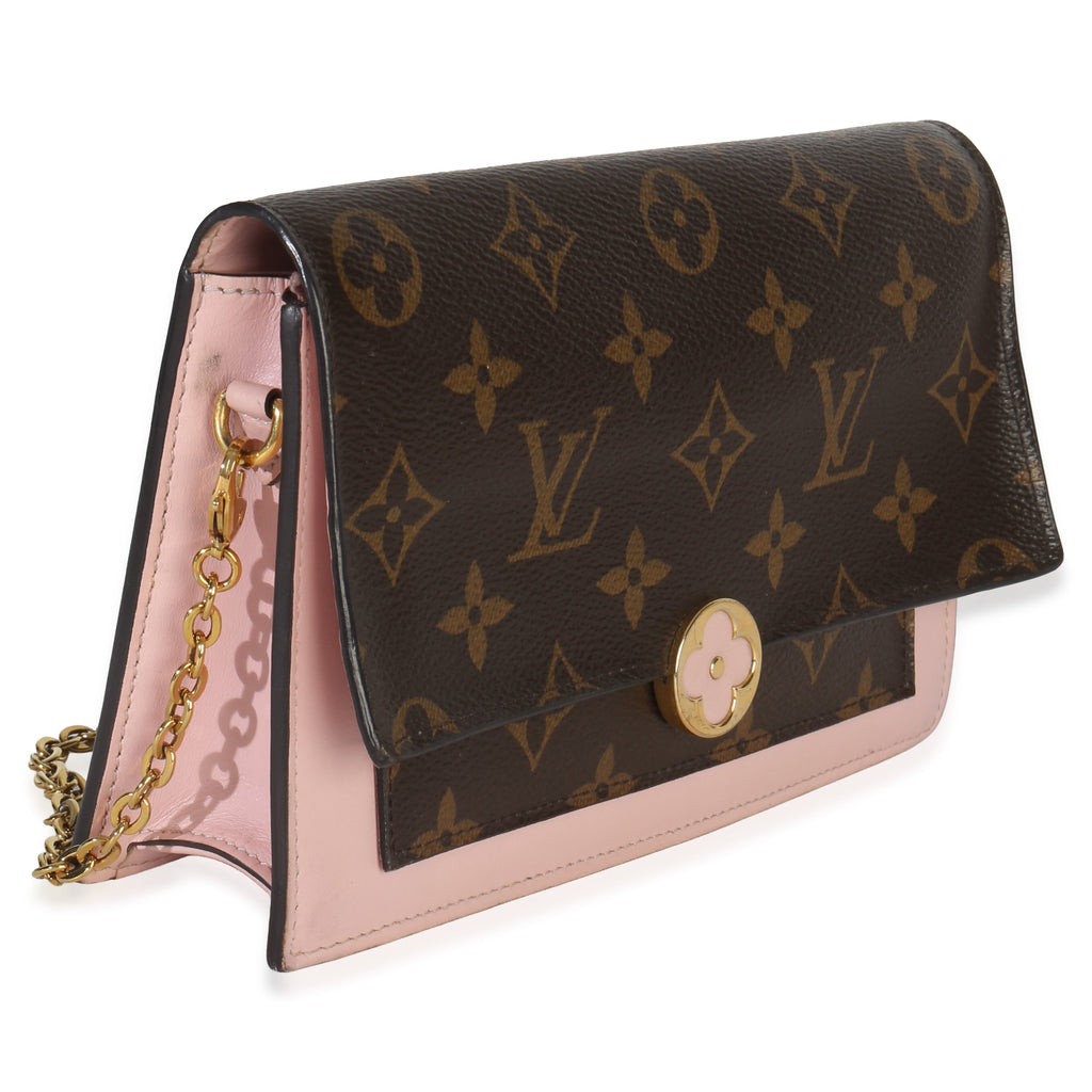 Rose Ballerine Monogram Canvas Flore Chain Wallet