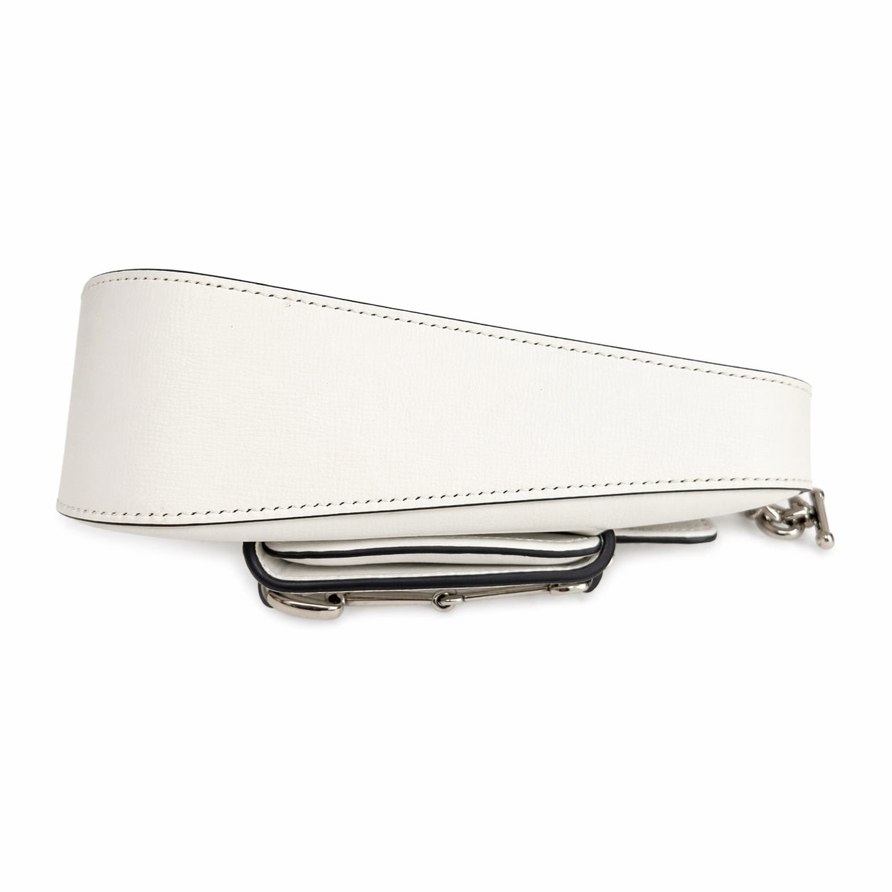 White Calfskin Mini Asymmetric Horsebit 1955 Shoulder Bag