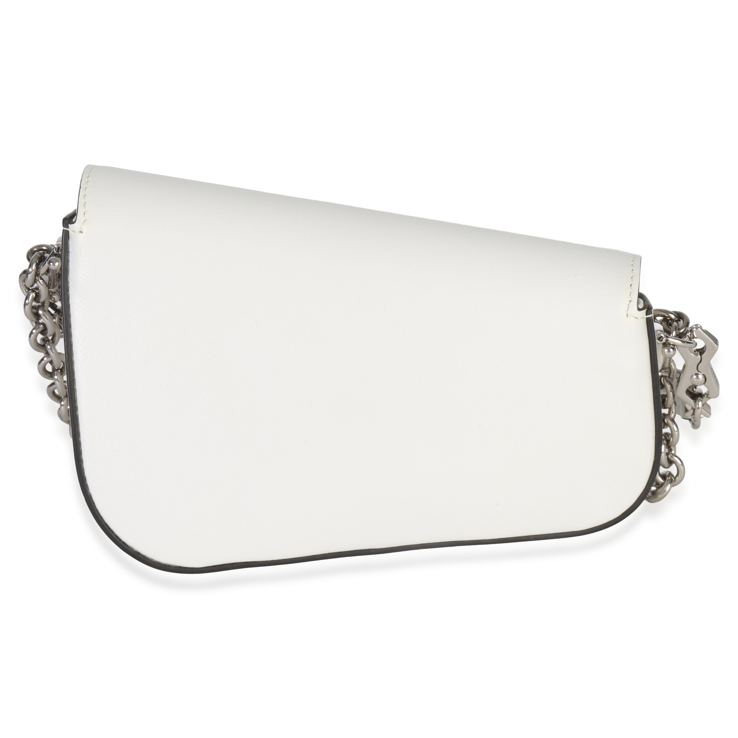 White Calfskin Mini Asymmetric Horsebit 1955 Shoulder Bag
