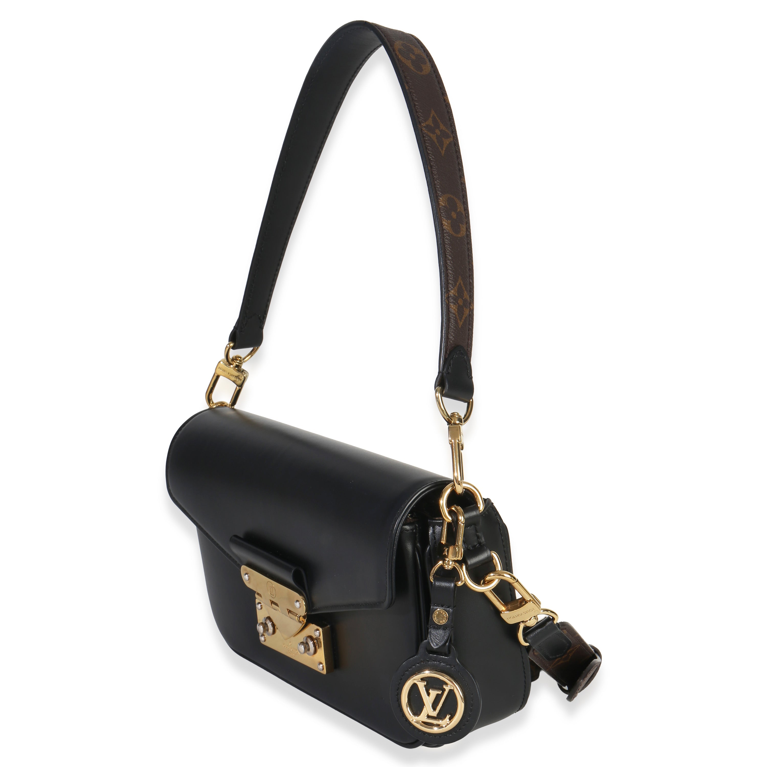 Black Calfskin Monogram Swing Bag