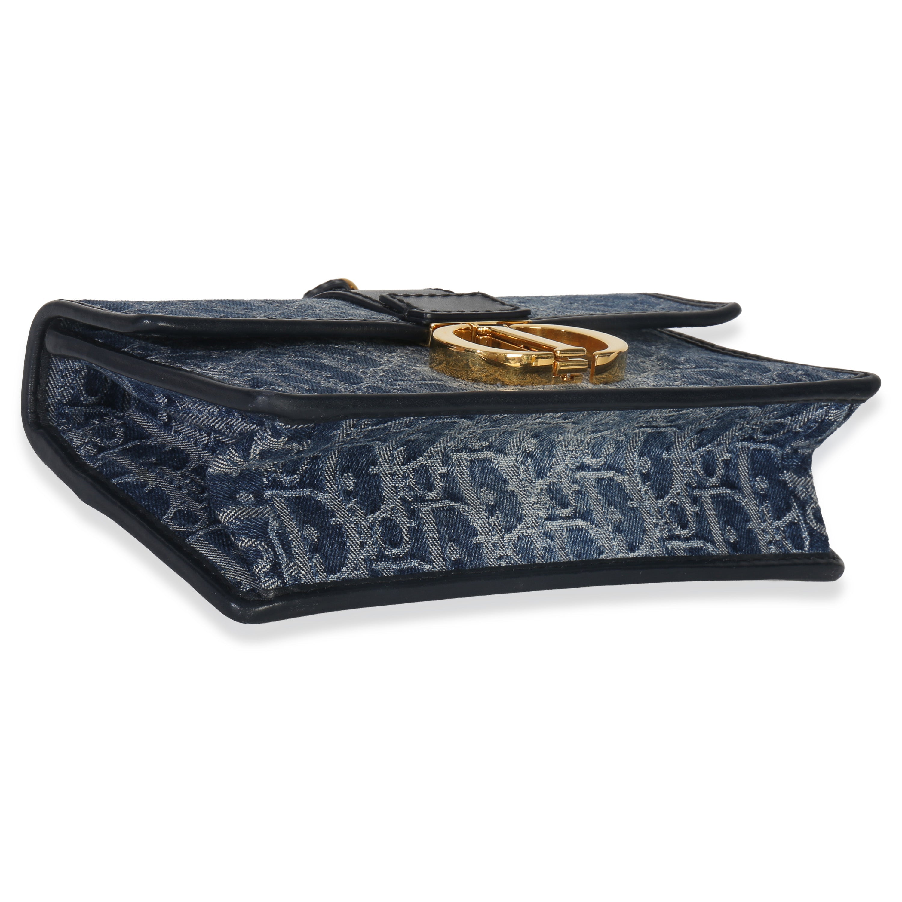 Blue Denim Oblique 30 Montaigne East West Chain Bag