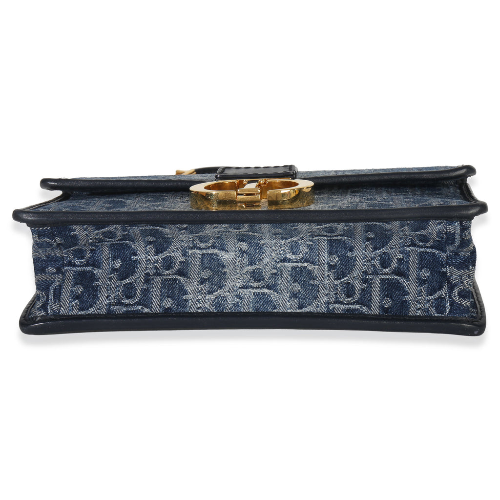 Blue Denim Oblique 30 Montaigne East West Chain Bag