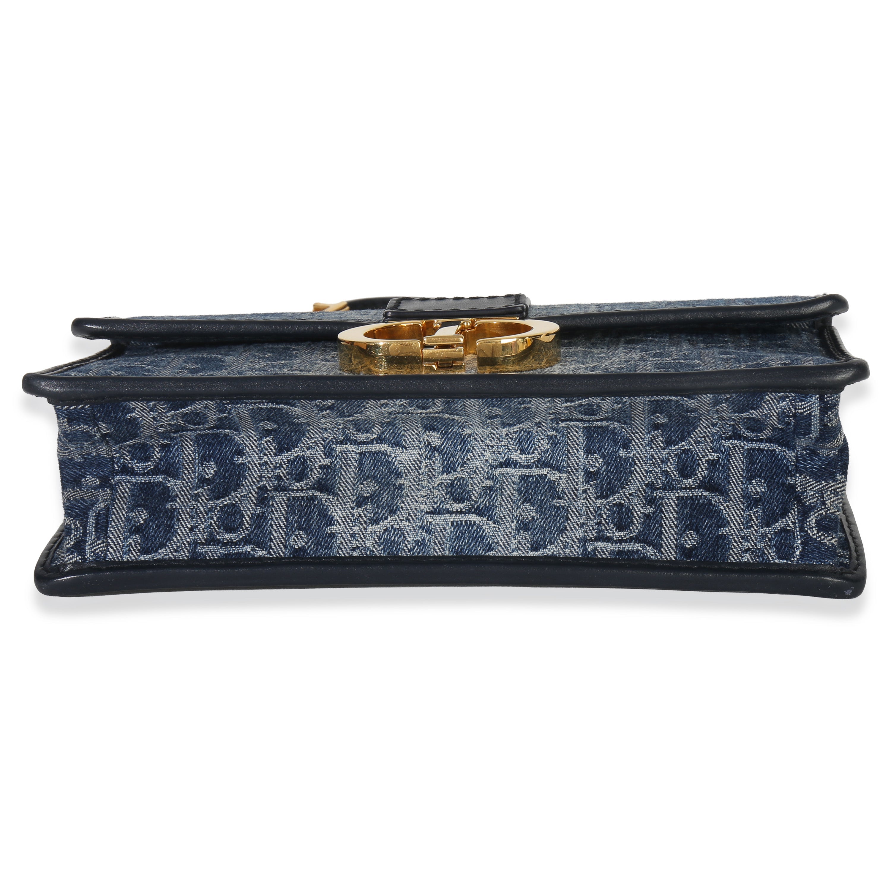 Blue Denim Oblique 30 Montaigne East West Chain Bag