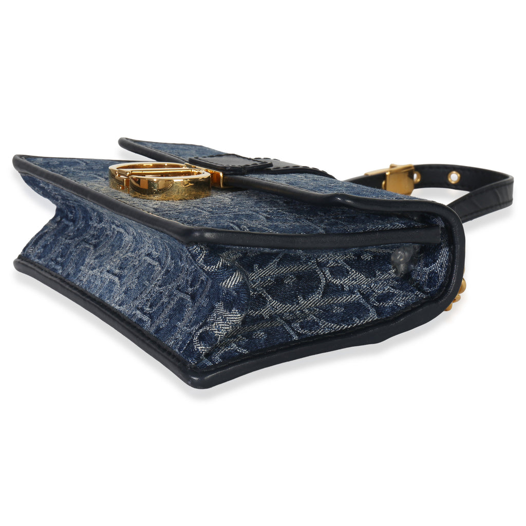 Blue Denim Oblique 30 Montaigne East West Chain Bag
