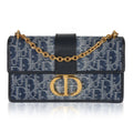 Blue Denim Oblique 30 Montaigne East West Chain Bag