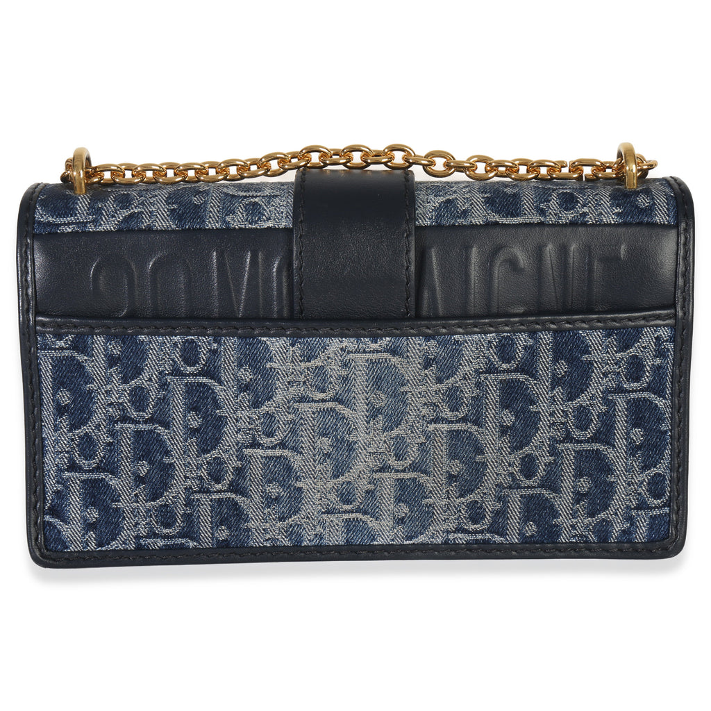 Blue Denim Oblique 30 Montaigne East West Chain Bag