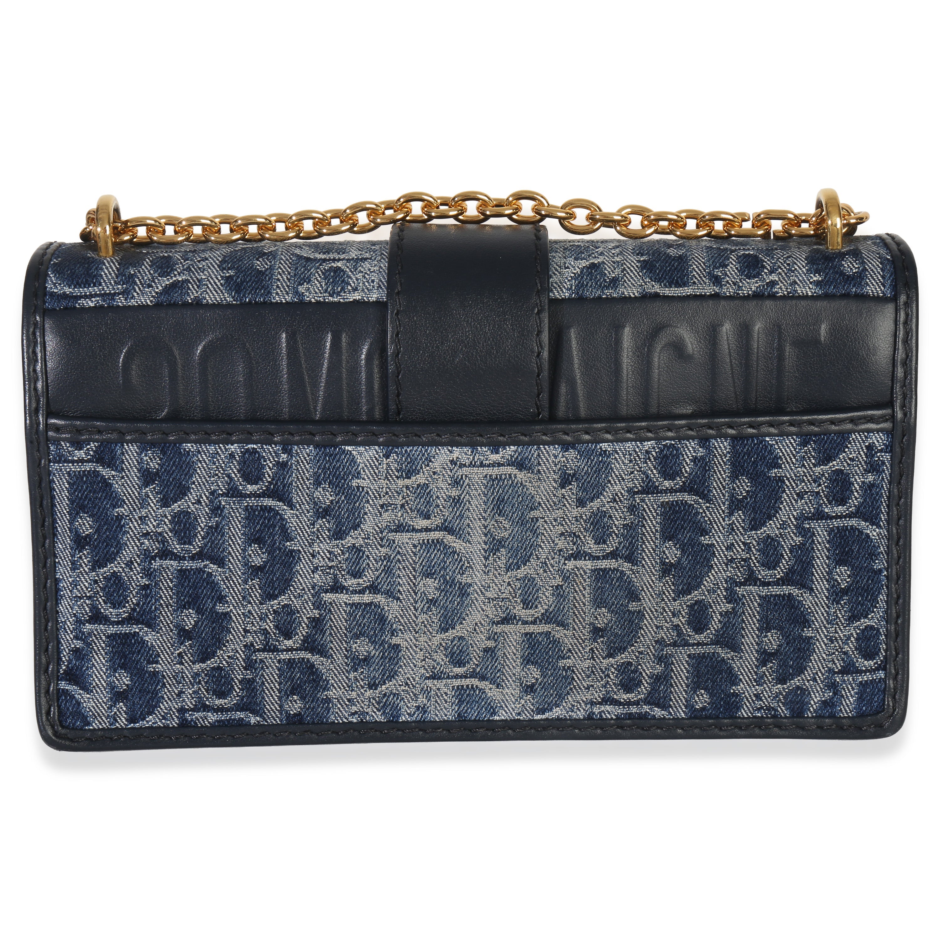 Blue Denim Oblique 30 Montaigne East West Chain Bag