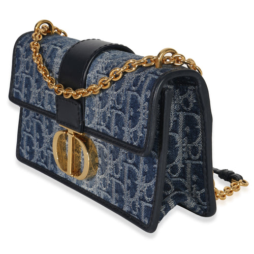Blue Denim Oblique 30 Montaigne East West Chain Bag