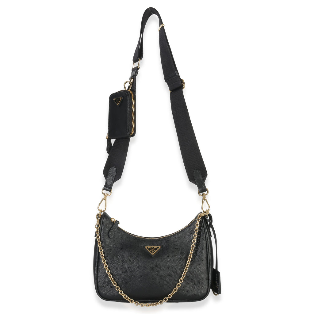 Black Saffiano Lux Re-Edition 2005 Shoulder Bag