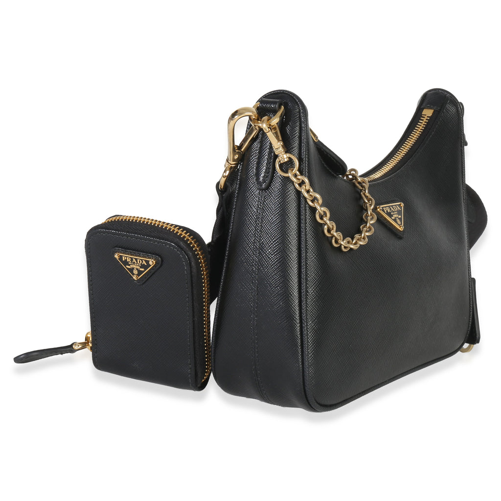 Black Saffiano Lux Re-Edition 2005 Shoulder Bag
