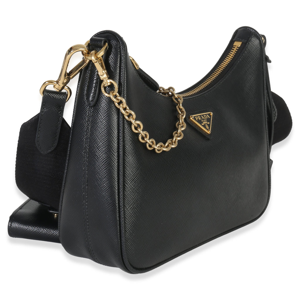 Black Saffiano Lux Re-Edition 2005 Shoulder Bag