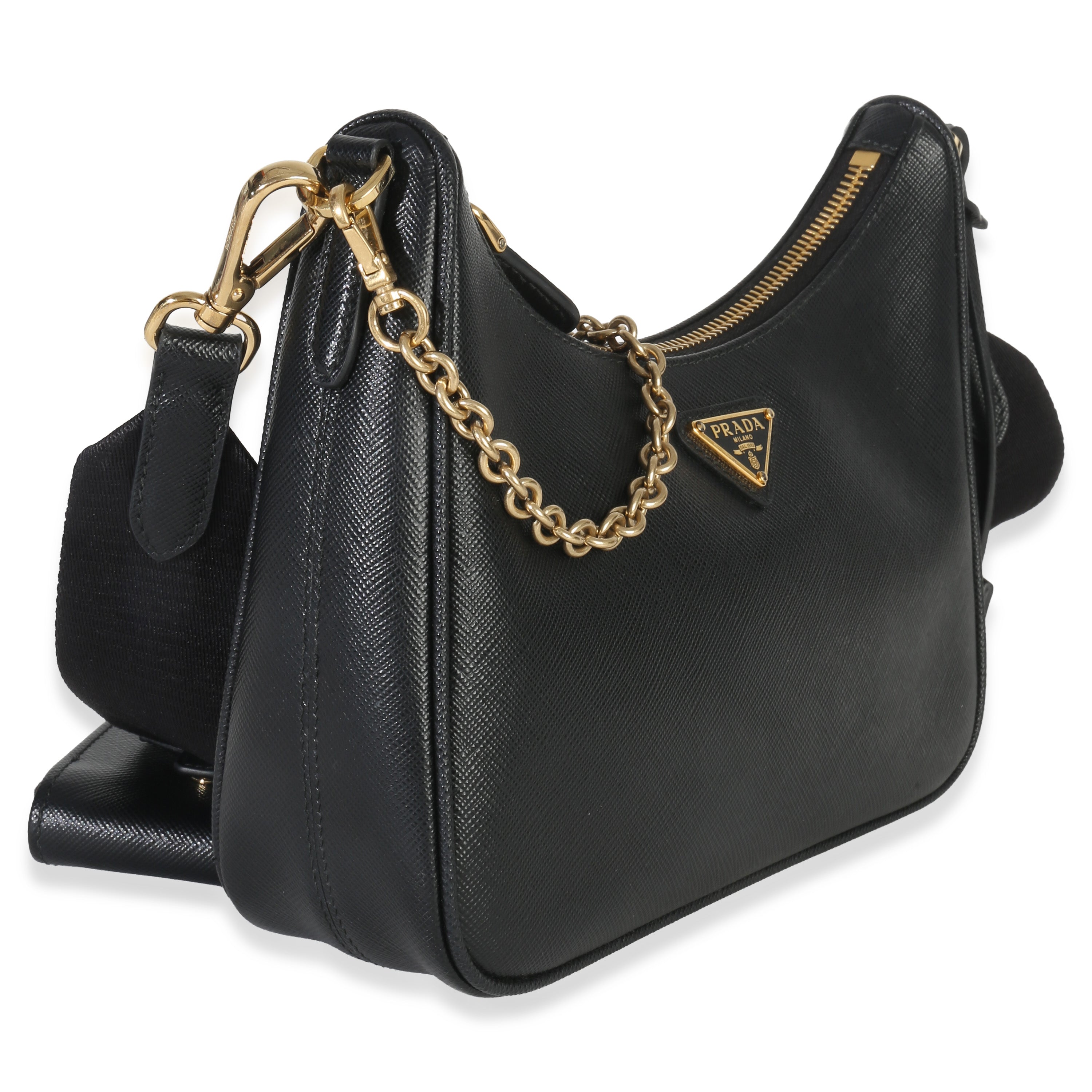 Black Saffiano Lux Re-Edition 2005 Shoulder Bag
