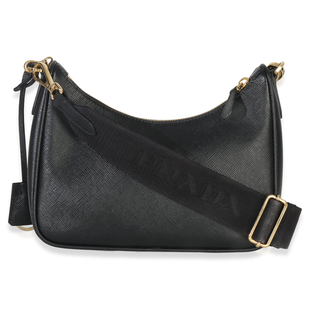 Black Saffiano Lux Re-Edition 2005 Shoulder Bag
