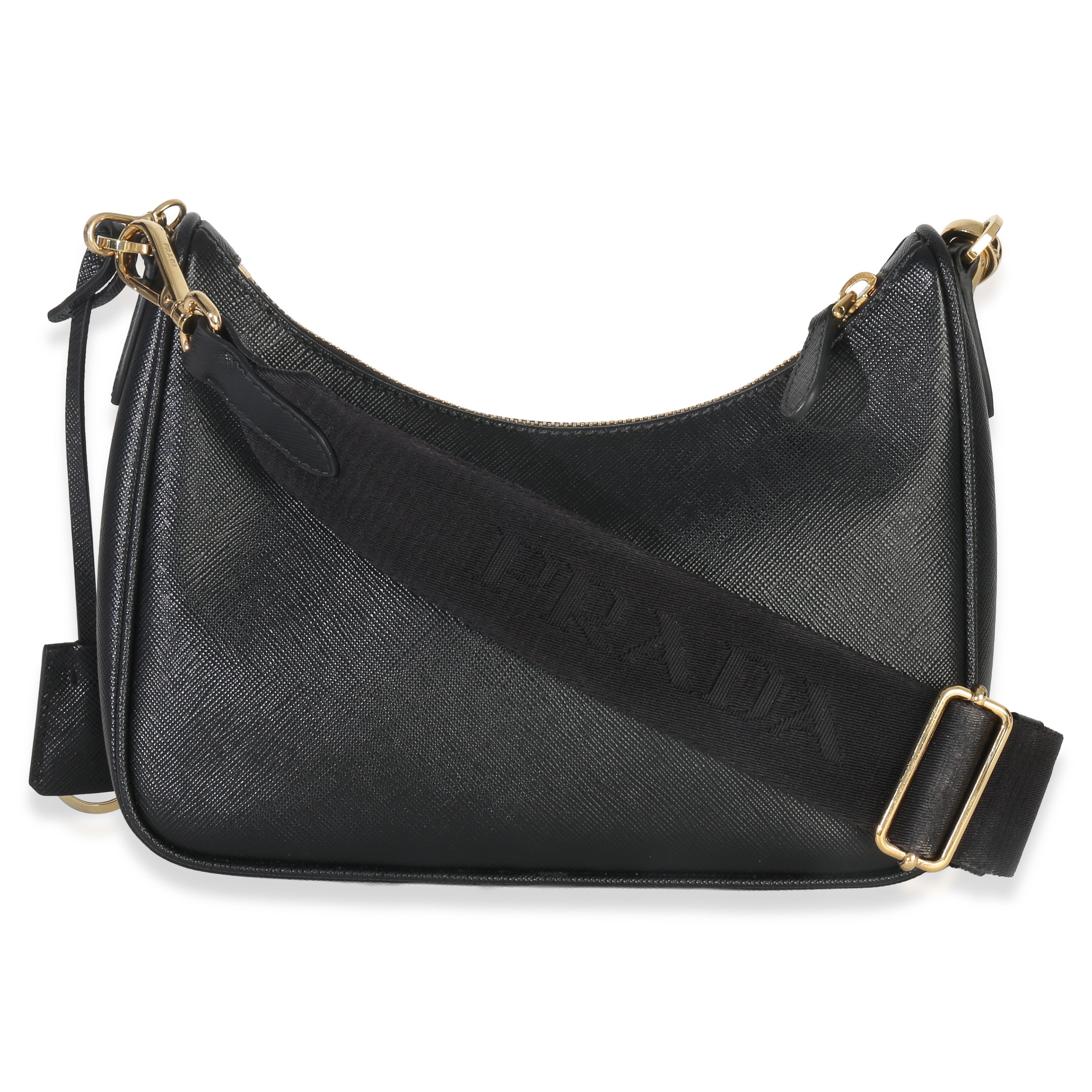 Black Saffiano Lux Re-Edition 2005 Shoulder Bag