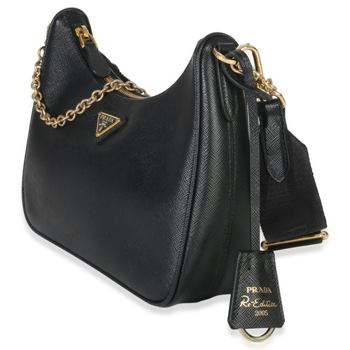 Black Saffiano Lux Re-Edition 2005 Shoulder Bag