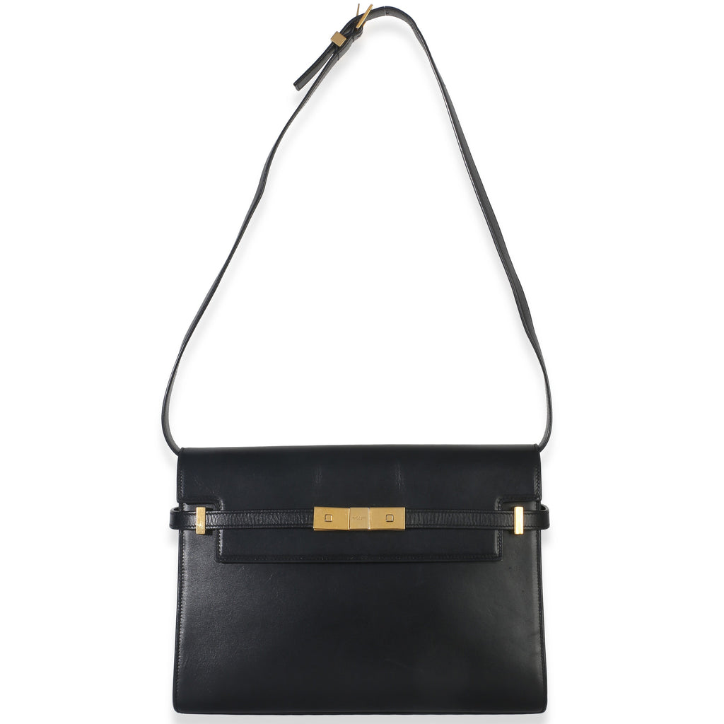 Black Calfskin Medium Manhattan Shoulder Bag