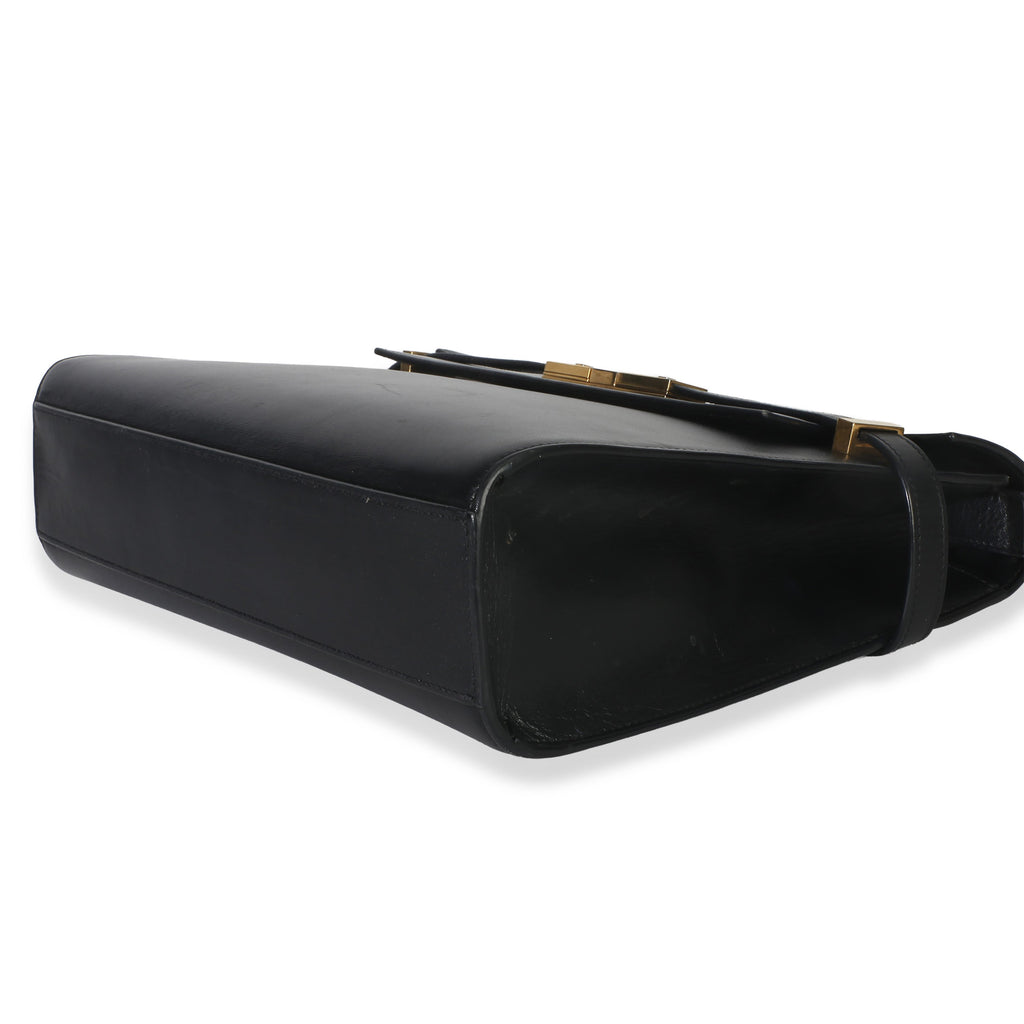 Black Calfskin Medium Manhattan Shoulder Bag