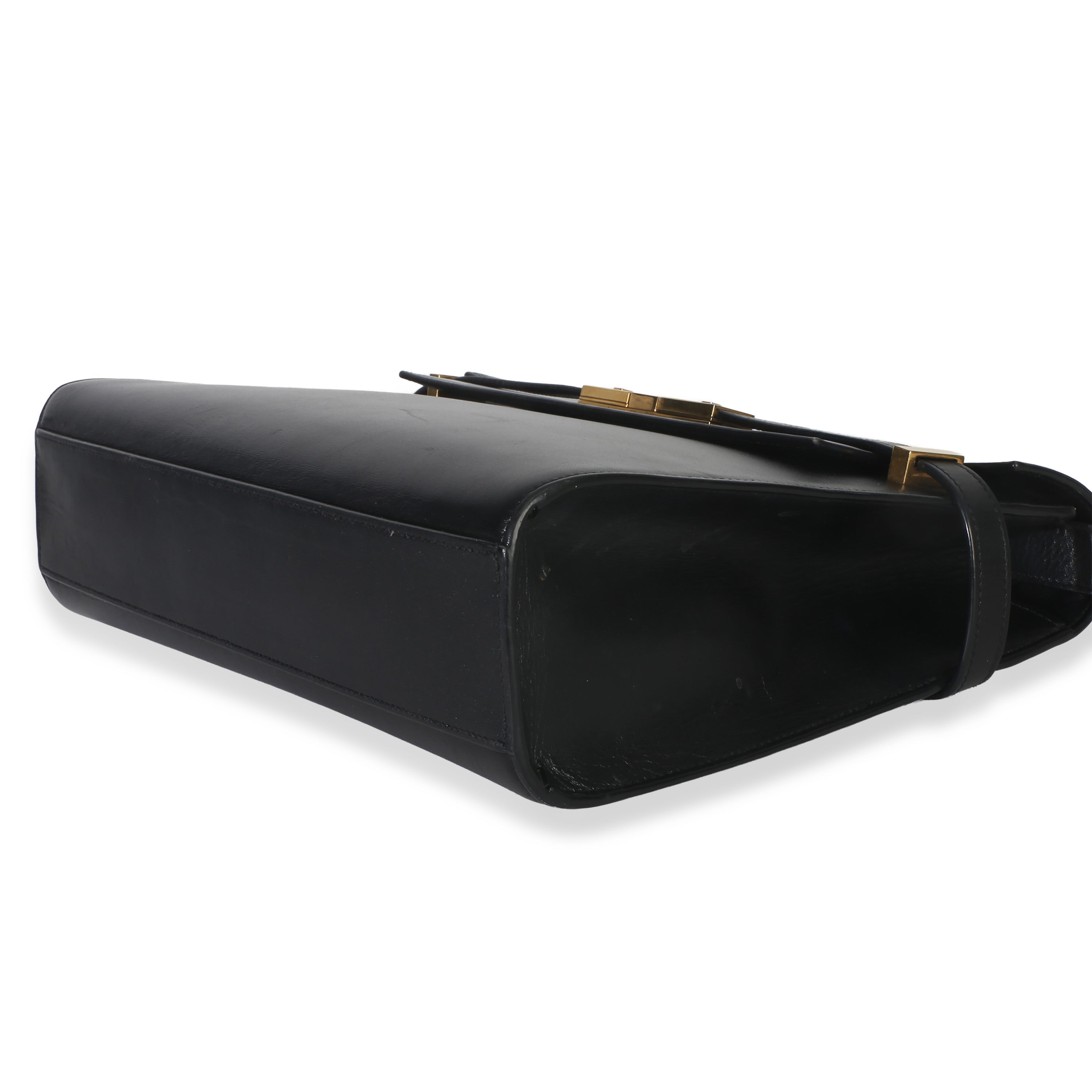 Black Calfskin Medium Manhattan Shoulder Bag