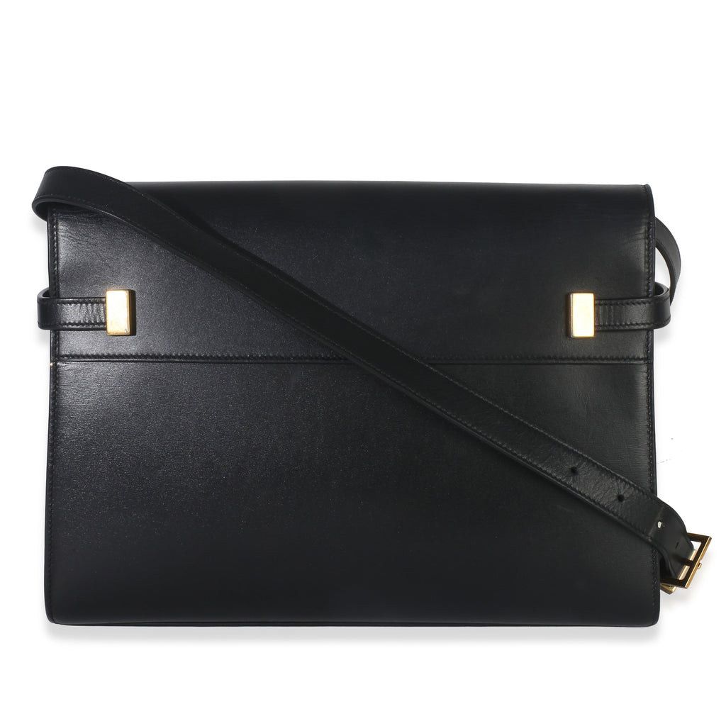 Black Calfskin Medium Manhattan Shoulder Bag