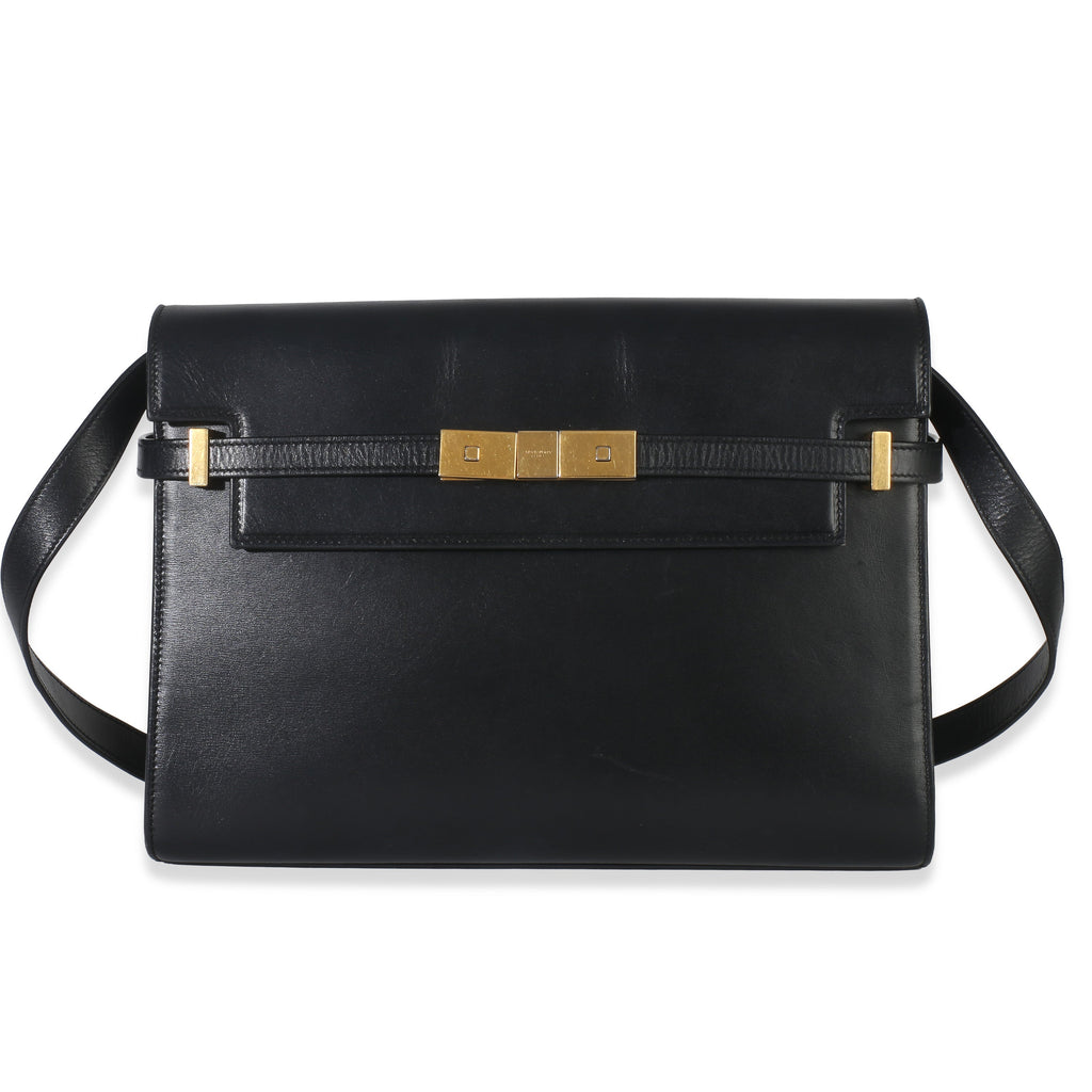 Black Calfskin Medium Manhattan Shoulder Bag
