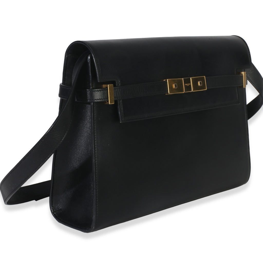 Black Calfskin Medium Manhattan Shoulder Bag