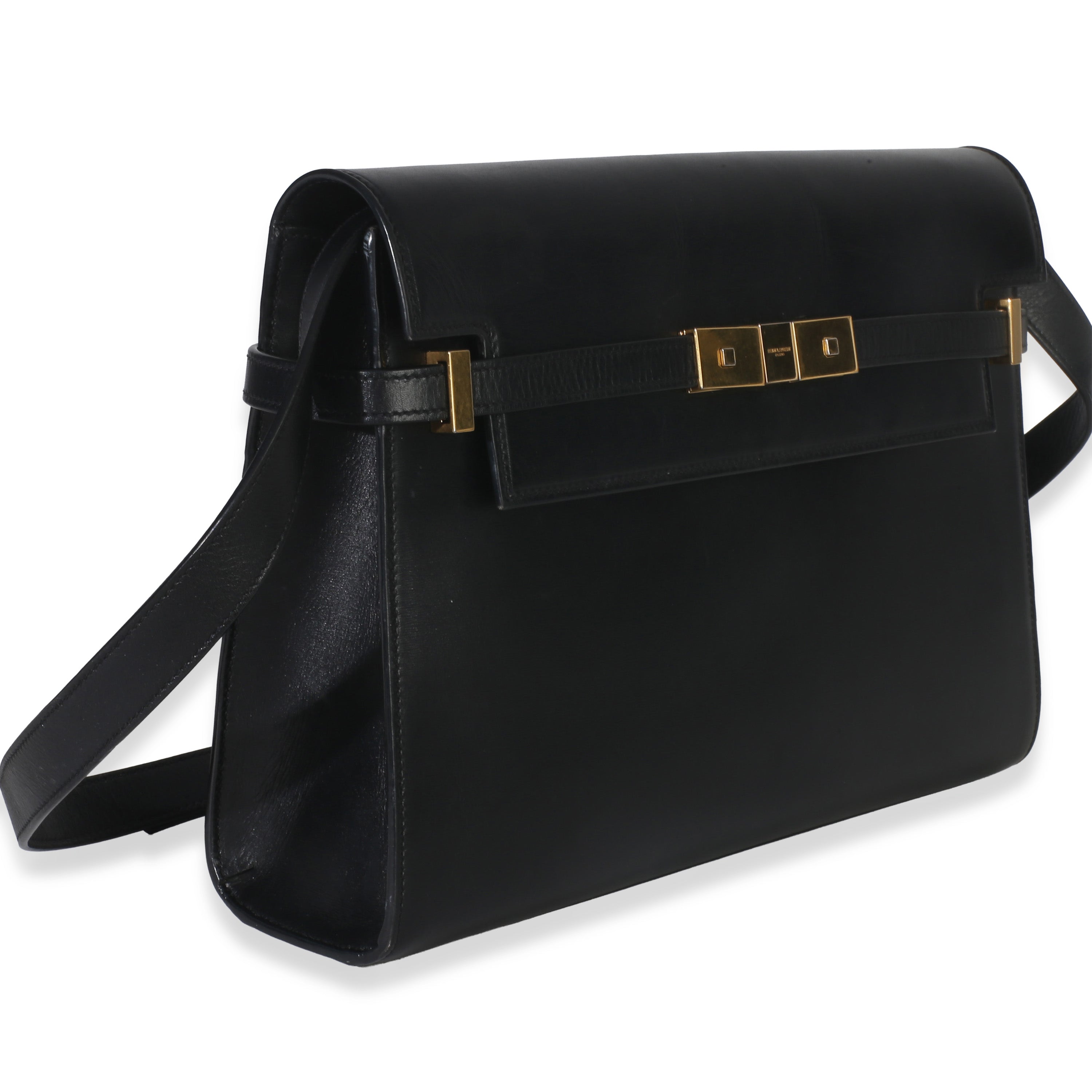 Black Calfskin Medium Manhattan Shoulder Bag