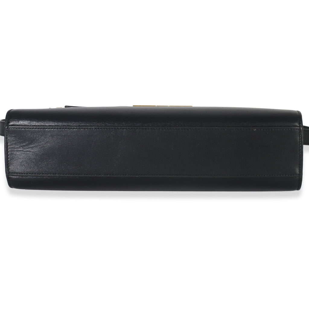 Black Calfskin Medium Manhattan Shoulder Bag