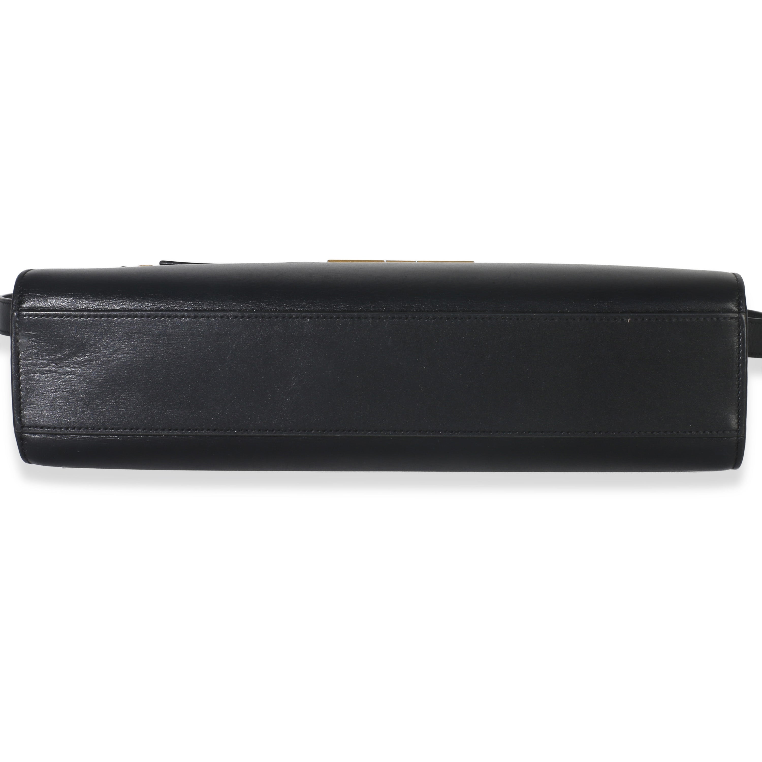 Black Calfskin Medium Manhattan Shoulder Bag