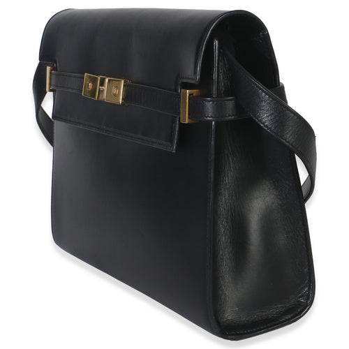 Black Calfskin Medium Manhattan Shoulder Bag