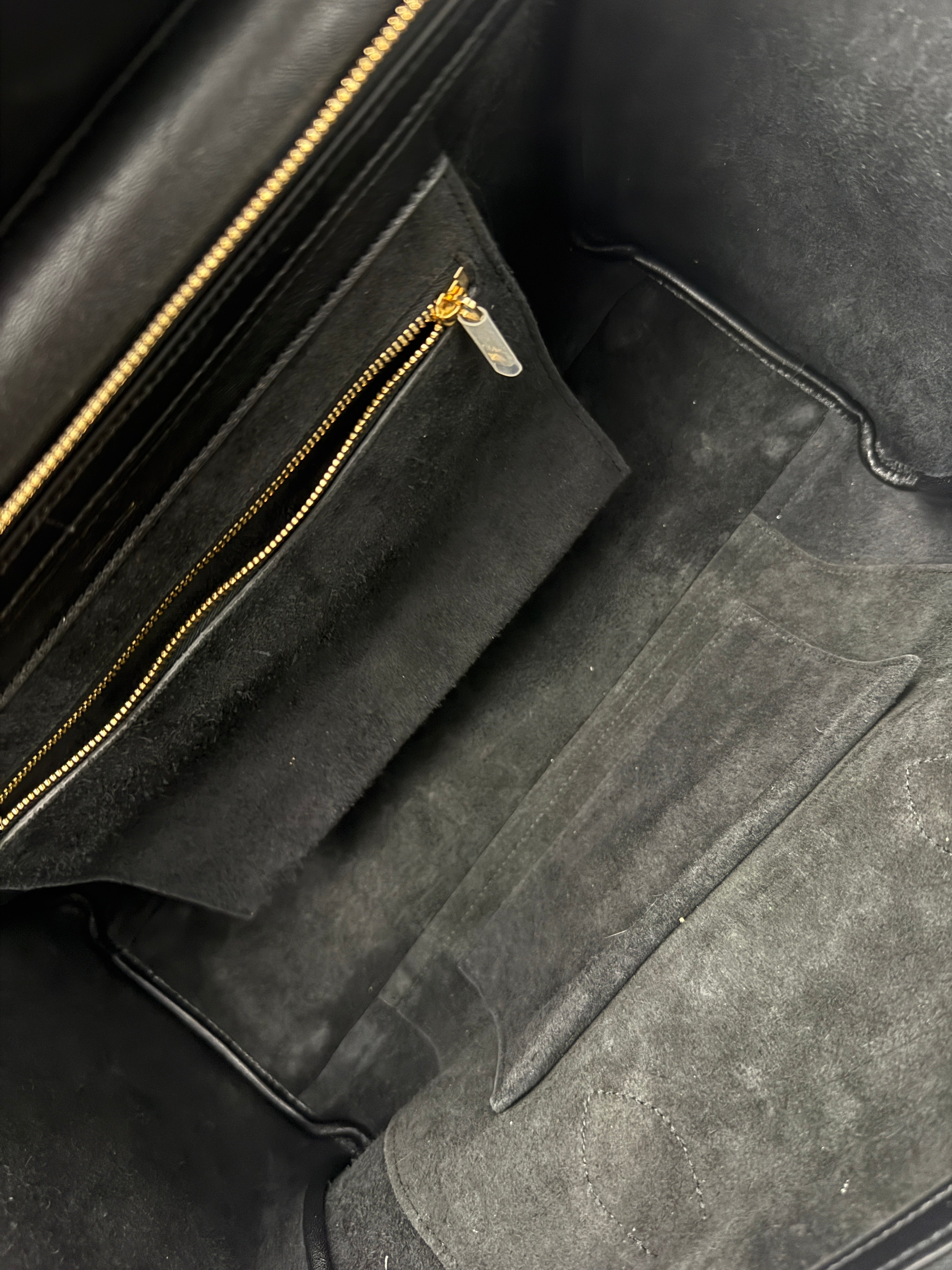 Black Supple Shiny Lambskin Medium New Luggage