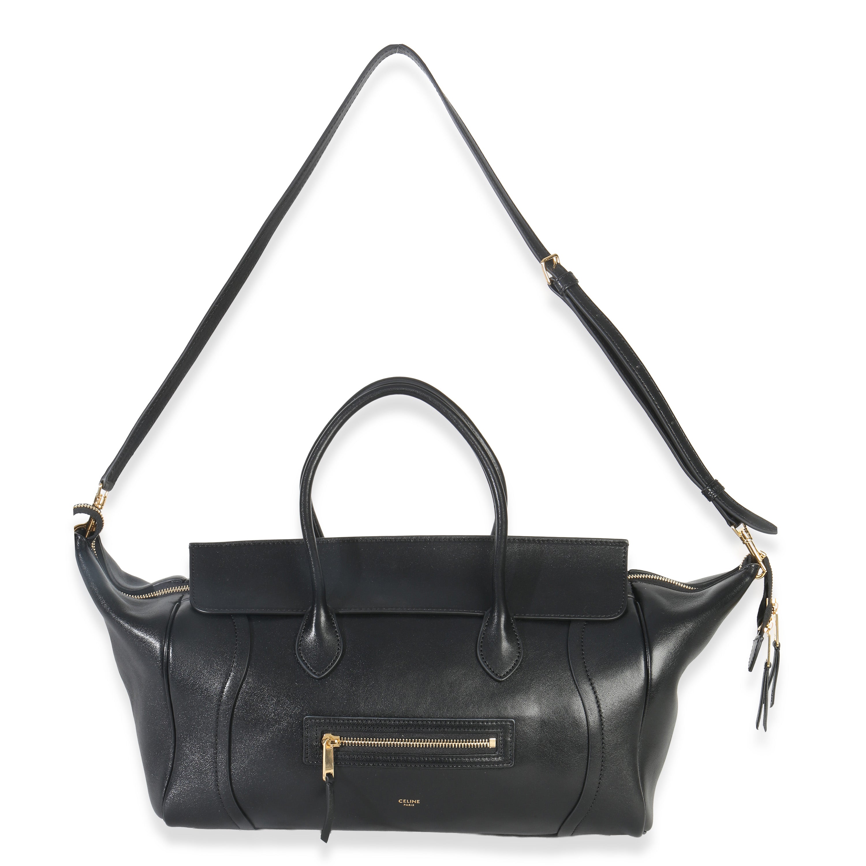 Black Supple Shiny Lambskin Medium New Luggage