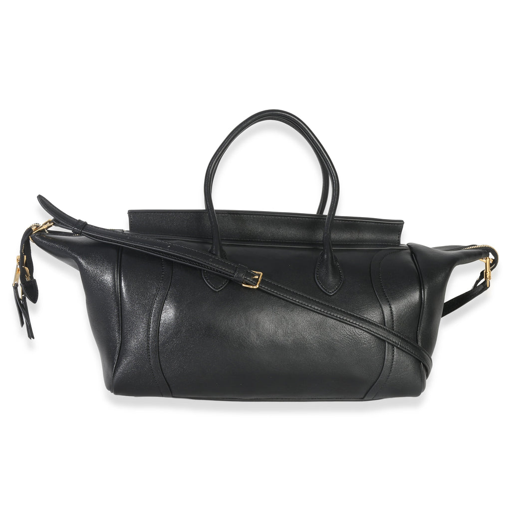 Black Supple Shiny Lambskin Medium New Luggage