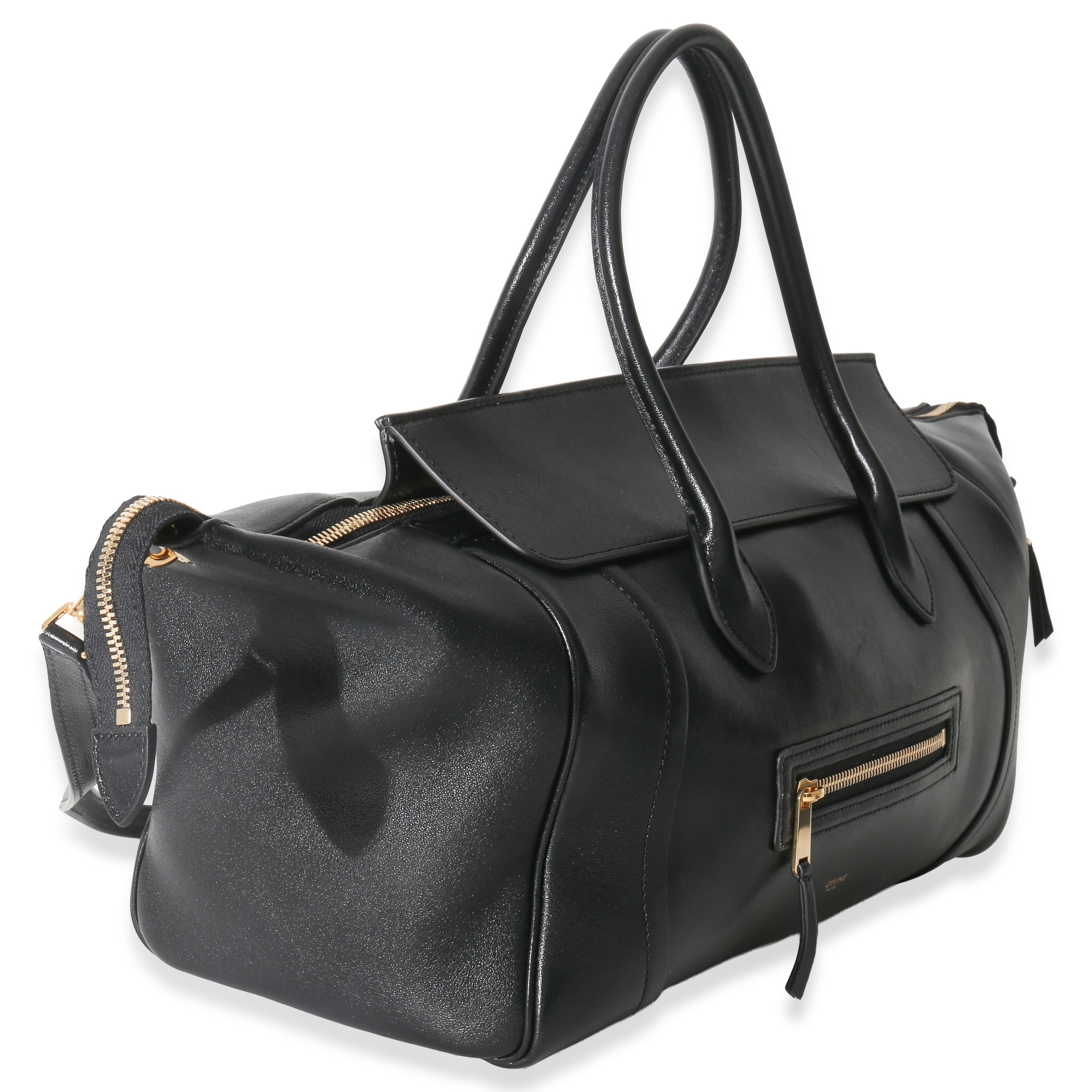 Black Supple Shiny Lambskin Medium New Luggage
