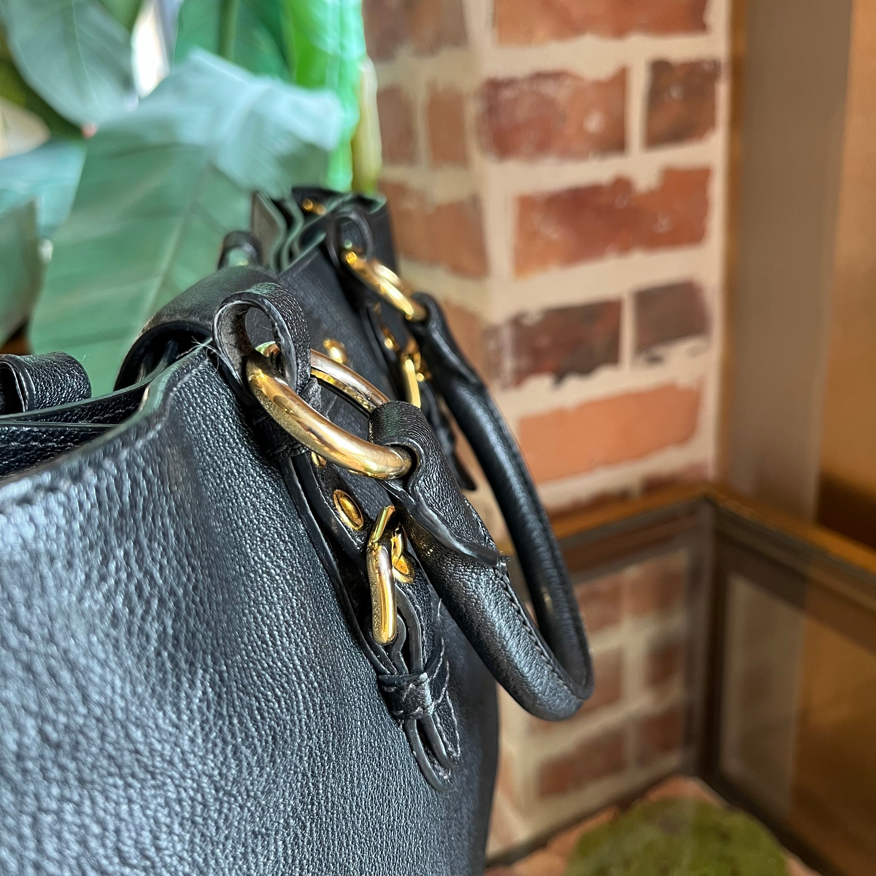 MIU MIU Madras Black Goatskin Tote Bag