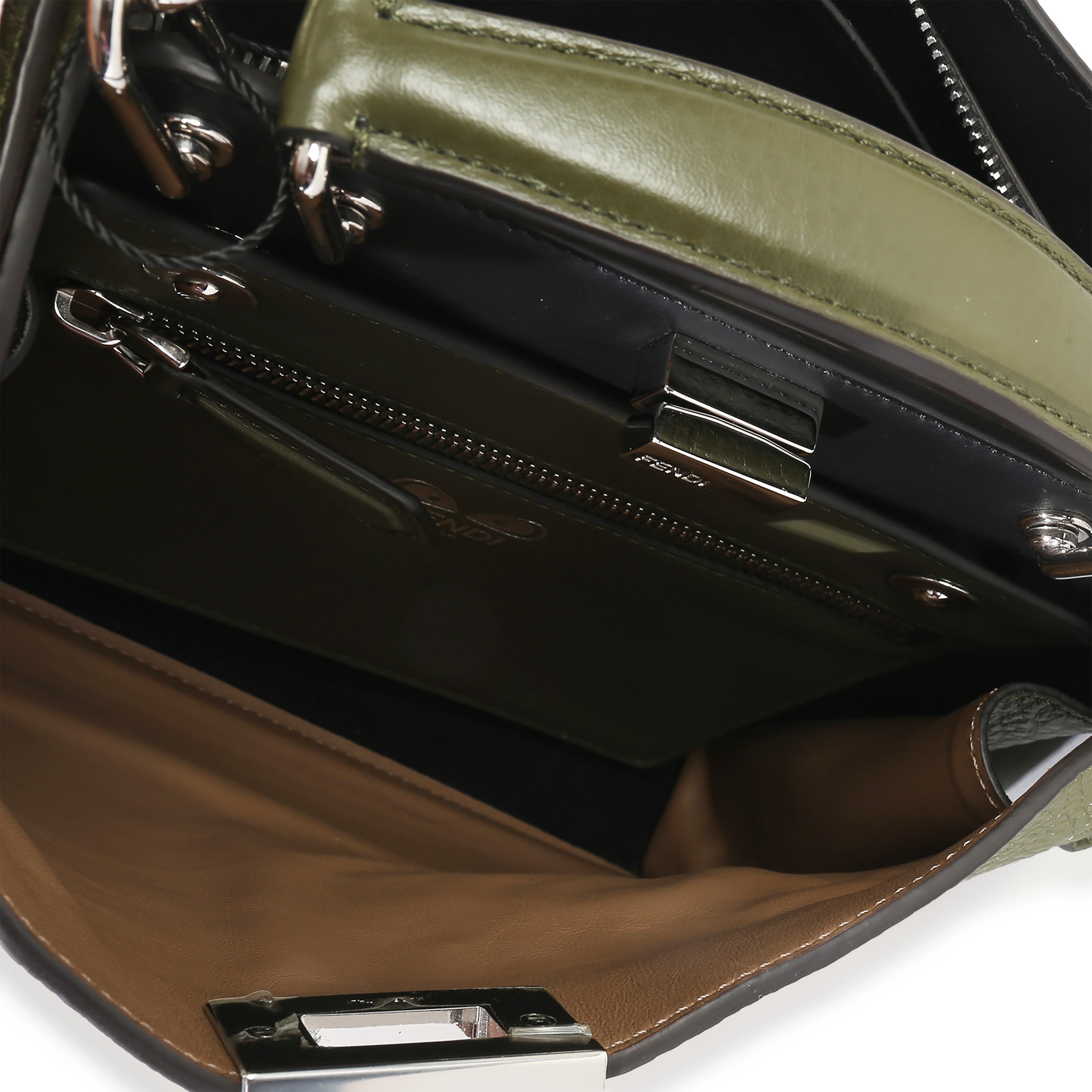 Olive Calfskin Leather Mini Peekaboo ISeeU Bag