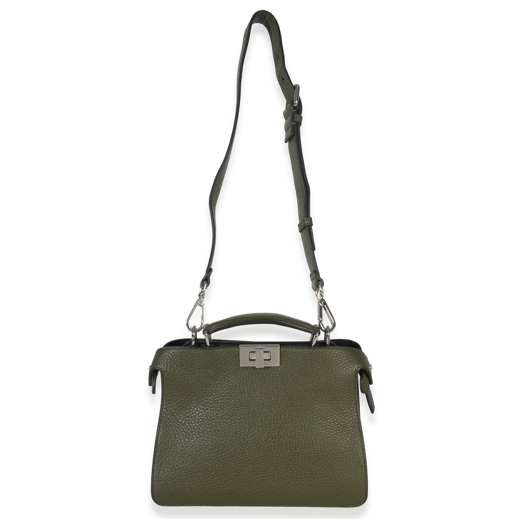 Olive Calfskin Leather Mini Peekaboo ISeeU Bag