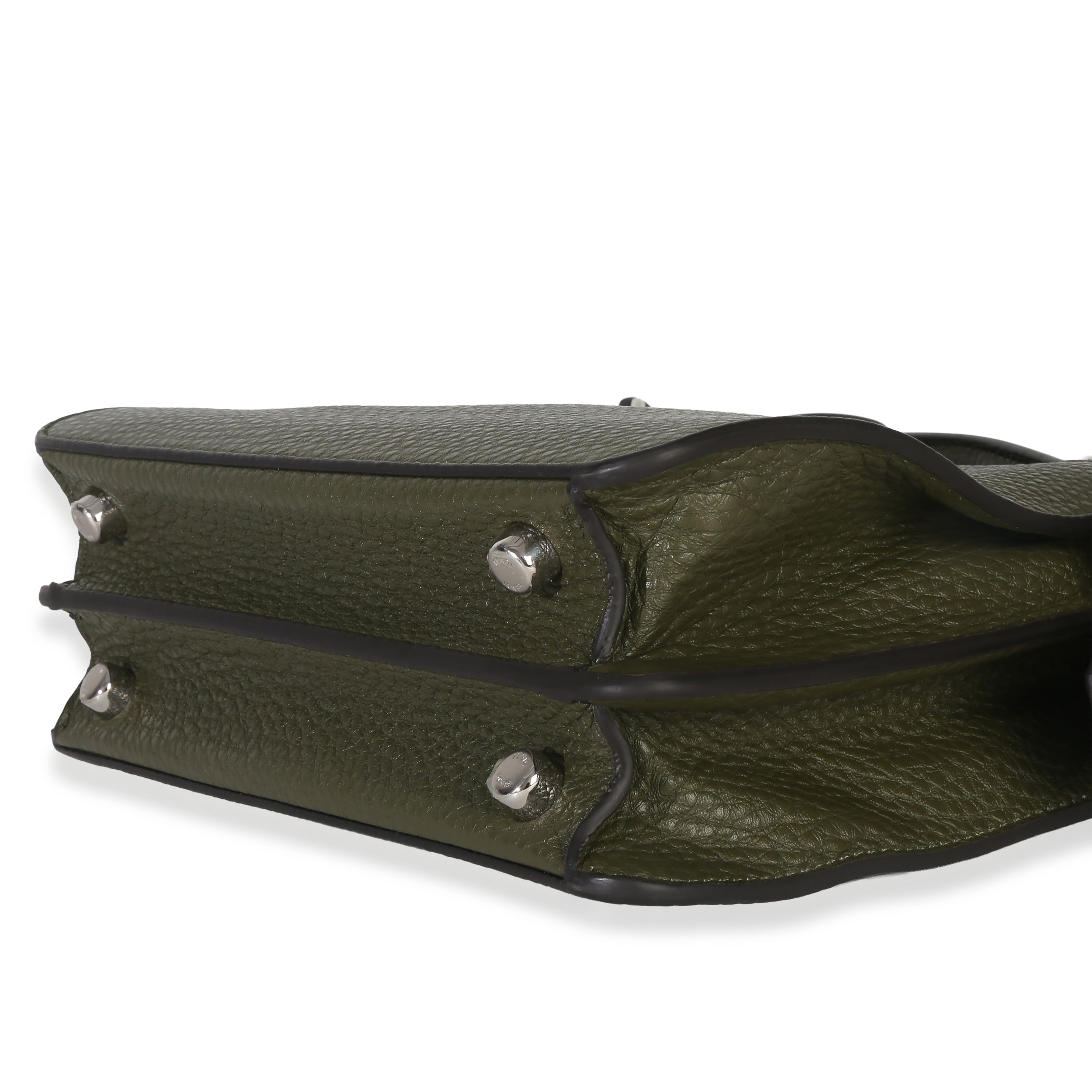 Olive Calfskin Leather Mini Peekaboo ISeeU Bag
